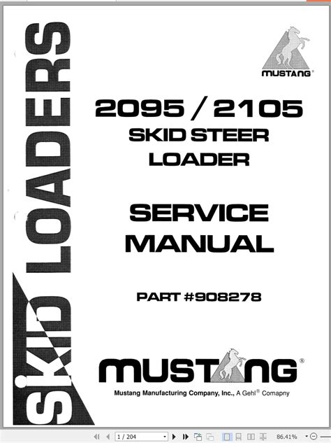 tire pressure 2095 mustang skid steer loader|Mustang 2095 2105 Skid Steer Loader Operator's Manual 908277B.